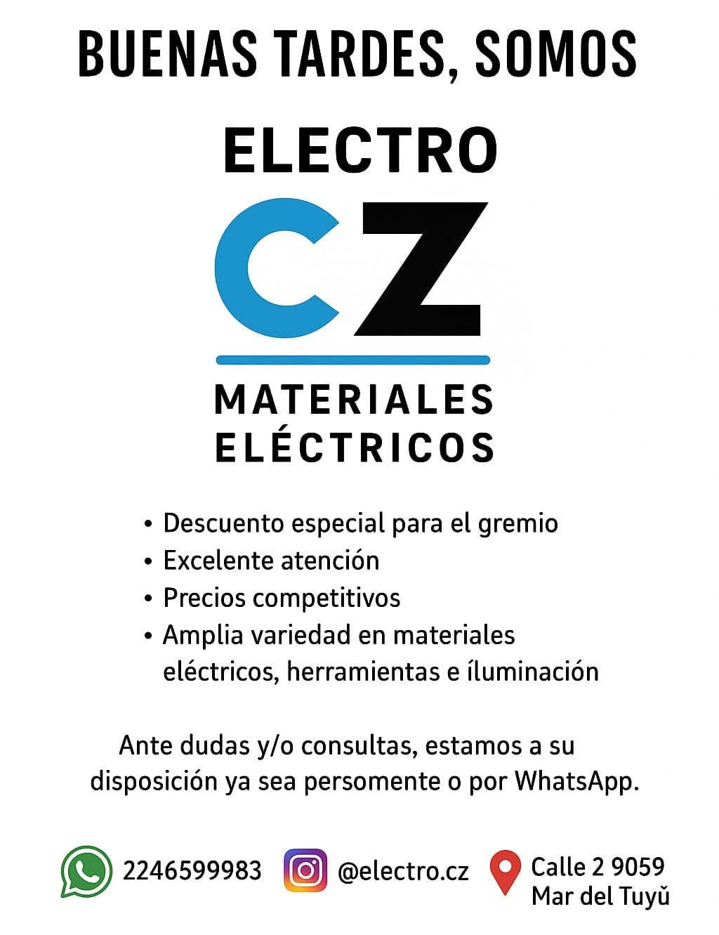 Electro CZ - Materiales Electricos en Mar del Tuyu | Calle 2 9059, Mar del Tuyu